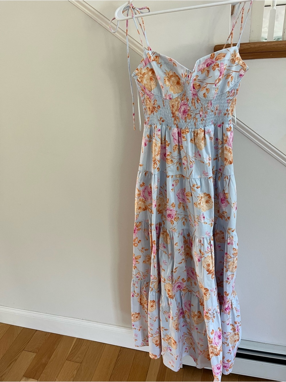 NWT WAYF Blue Pink Floral Maxi Dress